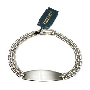 Vintage Trifari Polished Silvertone ID Chain Bracelet 7.5”